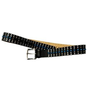 Streets Ahead | 🖤🩵 Black Belt with Silver & Turquoise studs 🩵🖤